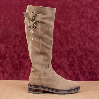 Blondo Women Reagan Waterproof Taupe Suede Stretch Moto Knee Boots sz 6.5