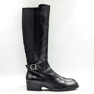 Toni Pons Women Tacoma Black Leather Zip Riding Buckle Knee Boots sz 9US 39 EUR