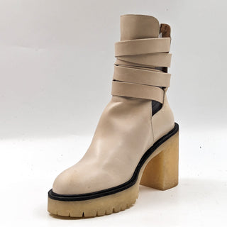 Free People Women Jesse Cutout Summer Cream Leather Platform Festival Boots 8US EUR38