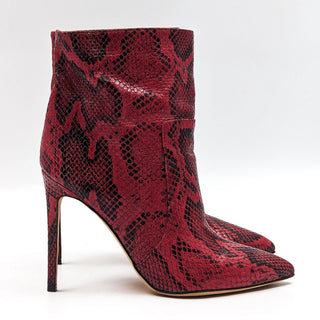 Paris Texas Women Stiletto Red Leather Python Print Pointy Toe boots 8.5US 39EUR