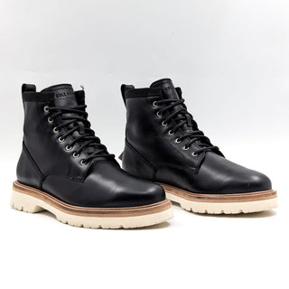 Cole Haan Men American Classics Plain Toe Wide Black Leather Combat Boots size 7W