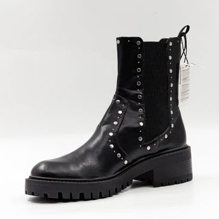 Zara Women Studded Gothic Black Vegan Leather Punk Slip Chelsea Boots 9US EUR 40