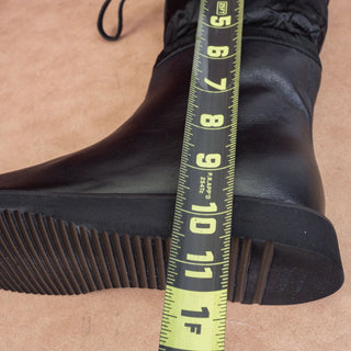 Aquatalia Women Camila Black Leather Narrow Lace-up Mid Calf Boots sz 6.5