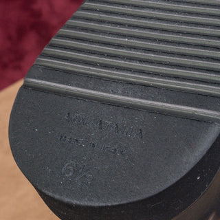 Aquatalia Women Camila Black Leather Narrow Lace-up Mid Calf Boots sz 6.5