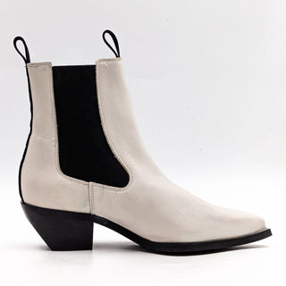 AllSaints Women Vally White Leather Western Chelsea Ankle Boots Size 10