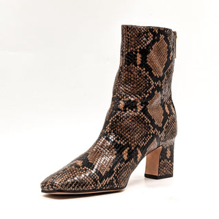 Veronica Beard Women Marla SnakePrint Leather Back Zip Ankle Boots size 6.5