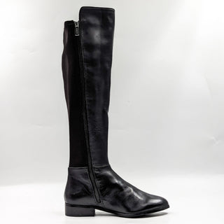 Michael Kors Women Black Leather Elastic Fabric Riding Tall Boots size 7.5