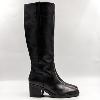 Marc Fisher Women Hydria Black Leather Western Pull Tabs Boots size 7