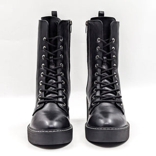 Nine West Denie Black Vegan Leather Platform Festival Combat Boots size 10