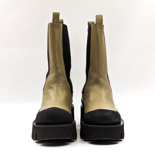 Paloma Barcelo Wmn Bianca Platform Festival Leather Green Leather Boots 10US 40 EUR