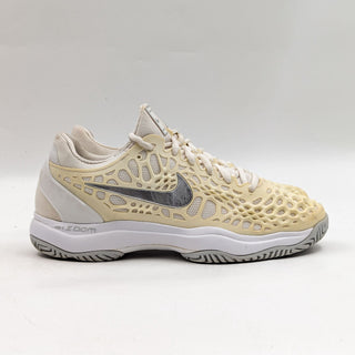 Nike Women Zoom Cage 3 Ivory Fabric Lace-up Tennis Sneakers size 8.5