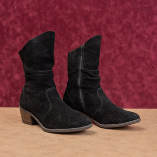 Josef Seibel Women Zip Slouch Black Suede Modern Country Western Boots 7US EUR37