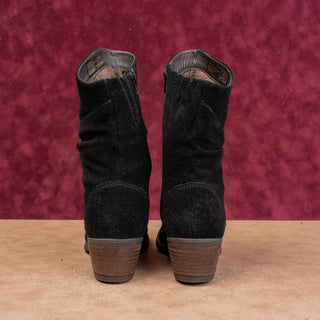Josef Seibel Women Zip Slouch Black Suede Modern Country Western Boots 7US EUR37