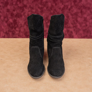 Josef Seibel Women Zip Slouch Black Suede Modern Country Western Boots 7US EUR37