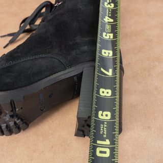 La Canadienne Women Parker Black Suede Lace-up Heel Ankle Boots sz 6.5