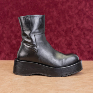 Paloma Barcelo Women Platform Festival Black Leather Zip Boots 10-10.5US EUR41