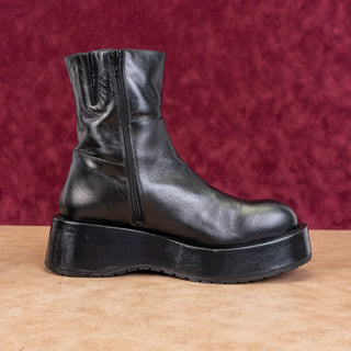 Paloma Barcelo Women Platform Festival Black Leather Zip Boots 10-10.5US EUR41