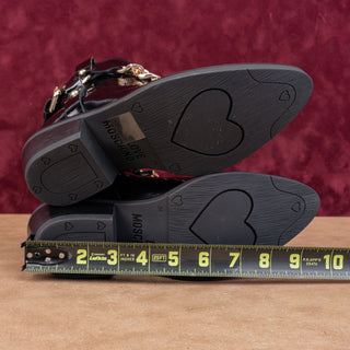 Love Moschino Women Western Harness Patent Leather Block Ankle Boots 6US EUR36