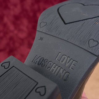 Love Moschino Women Western Harness Patent Leather Block Ankle Boots 6US EUR36