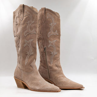 Dolce Vita Women Samsin Western Cowgirl Light Beige Suede Tall Boots Size 12