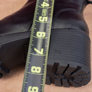 Andre Assous Women Milla Black Leather Square Toe Fashion Lug Ankle Boots size 8