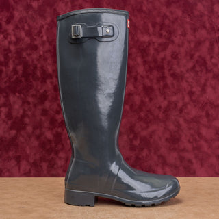 Hunter Women Original Tour Gloss Gray Farm Barn Wellies Rain Rubber Boots 8US EUR39