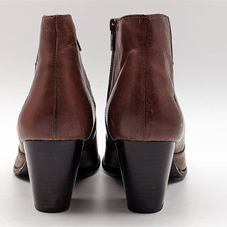Frye Women Jennifer Whiskey Western Ankle Boots Brown Leather 10M