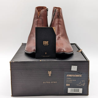 Frye Women Jennifer Whiskey Western Ankle Boots Brown Leather 10M