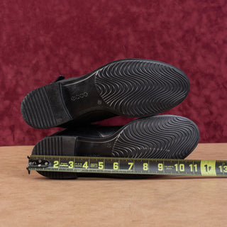 ECCO Women Black Leather Riding Wide Calf Strap Moto Knee Boots sz 11US EUR42