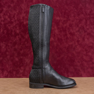 Cole Haan Women Isabel Black Leather Classic Riding Equestrian Stretch Boots 6