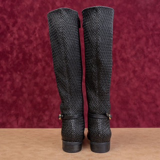 Cole Haan Women Isabel Black Leather Classic Riding Equestrian Stretch Boots 6
