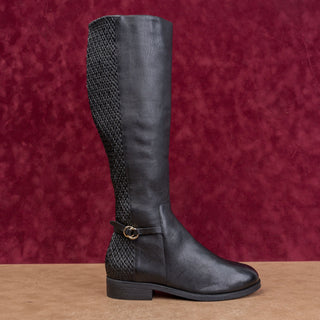 Cole Haan Women Isabel Black Leather Classic Riding Equestrian Stretch Boots 6