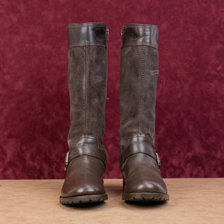 Timberland Women Earthkeepers Bethel Brown leather Buckle Moto Knee Boots sz 7