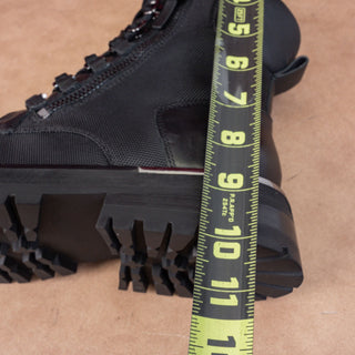 DKNY Women River Black Leather Platform Lug Festival Fashion Combat Boots sz 9