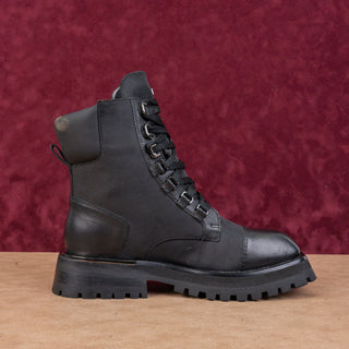 DKNY Women River Black Leather Platform Lug Festival Fashion Combat Boots sz 9