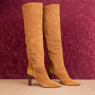 Giuseppe Zanotti Women Brown Suede Fashion Heel Slip-on OTK Boots 9.5US EUR 40