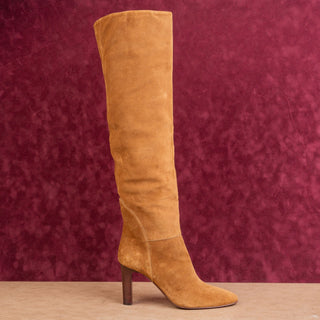 Giuseppe Zanotti Women Brown Suede Fashion Heel Slip-on OTK Boots 9.5US EUR 40
