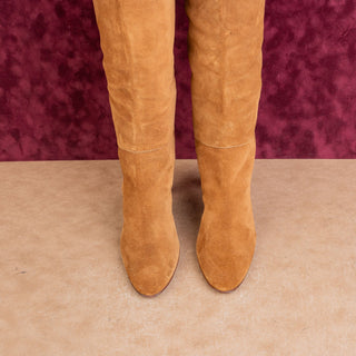 Giuseppe Zanotti Women Brown Suede Fashion Heel Slip-on OTK Boots 9.5US EUR 40