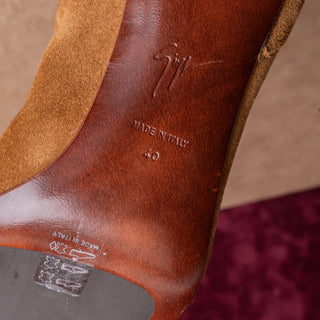 Giuseppe Zanotti Women Brown Suede Fashion Heel Slip-on OTK Boots 9.5US EUR 40