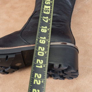 Vince Camuto Women Kensilie Black Leather Zip Fashion Lug OTK Boots 7US EUR 37.5