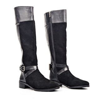 Vince Camuto Women Jaran Black Leather Riding Moto Tall Boots sz 6.5US EUR36.5