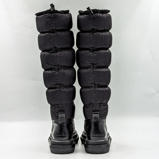 Tory Burch Women Black Leather Fabric High Padded Winter Boots Sz 6