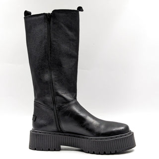 Musse&Cloud Women Platform Black Leather Festival Lug Boots size 10US EUR 41
