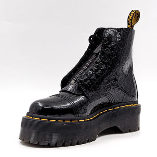 Dr Martens Women Sinclair Leopard Emboss Black Leather Combat Boots size 5.5