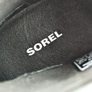 Sorel Women PDX Lace-up Waterproof Black White Leather Canvas Wedge Boots size 7