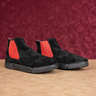 Ara Women Rainn Black High Soft Footbed Fine Suede Chelsea Boots Sz 6