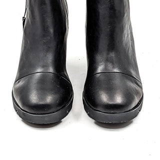 Sorel Women Joan Uptown Waterproof Wedge Zip Black Leather Boots size 9.5