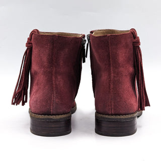 Karl Lagerfeld Paris Women Sixte Burgundy Suede Tassel Ankle Boots size 6