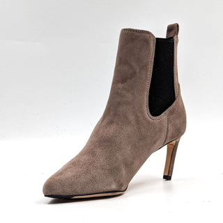 Veronica Beard Women Leeland Taupe Suede Stretch Panel Heel Ankle Boots size 7