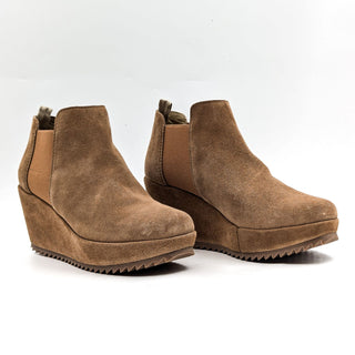 Pedro Garcia Wmn Fang Camel Brown Platform Wedge Ankle Boots 8.5US EUR 38.5